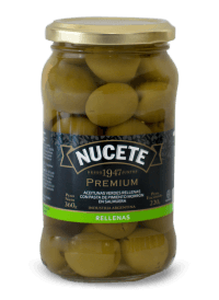 Aceitunas Premium verdes rellenas nucete frasco 220g