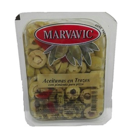 aceitunas e/trozos c/pim.p/pizza marvavic 300 cc